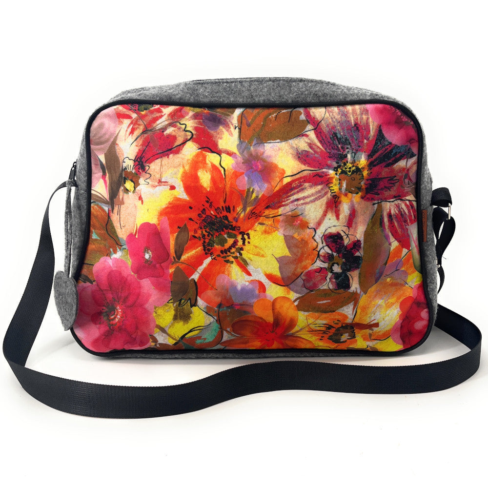 Sac bowling en feutrine écologique imprimée GARDEN Gris clair
