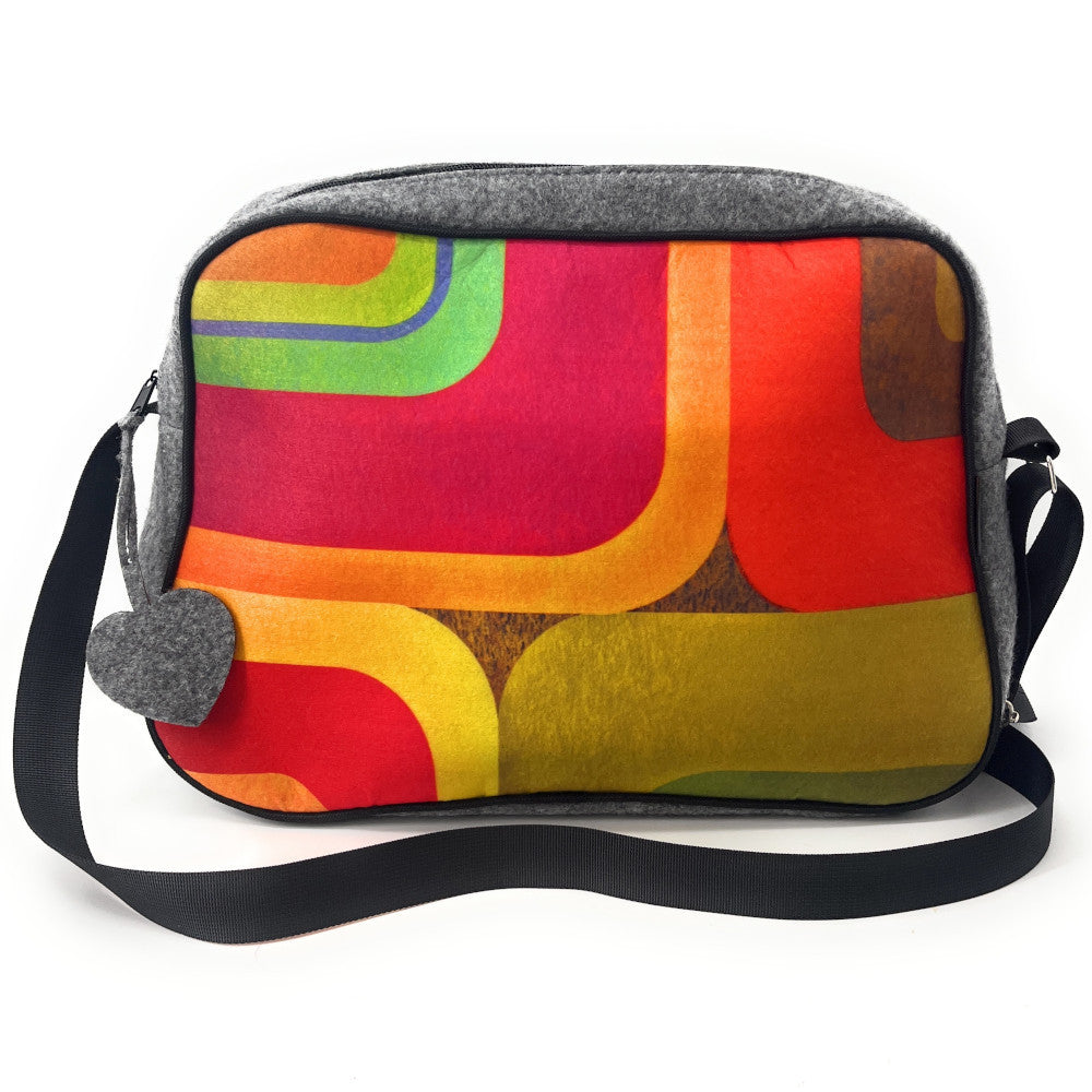 Sac bowling en feutrine écologique imprimée MODERN Gris clair