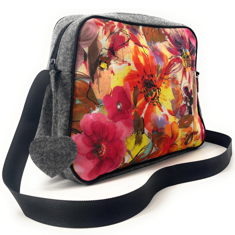 Sac bowling en feutrine écologique imprimée GARDEN Gris clair