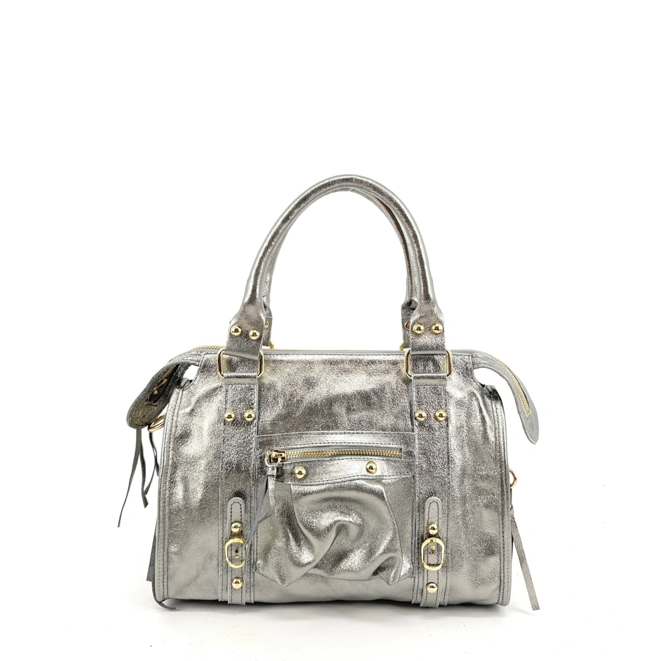 Borsa main pelle irise SANDSTORM GOLD (Piccolo modello) argento chiaro