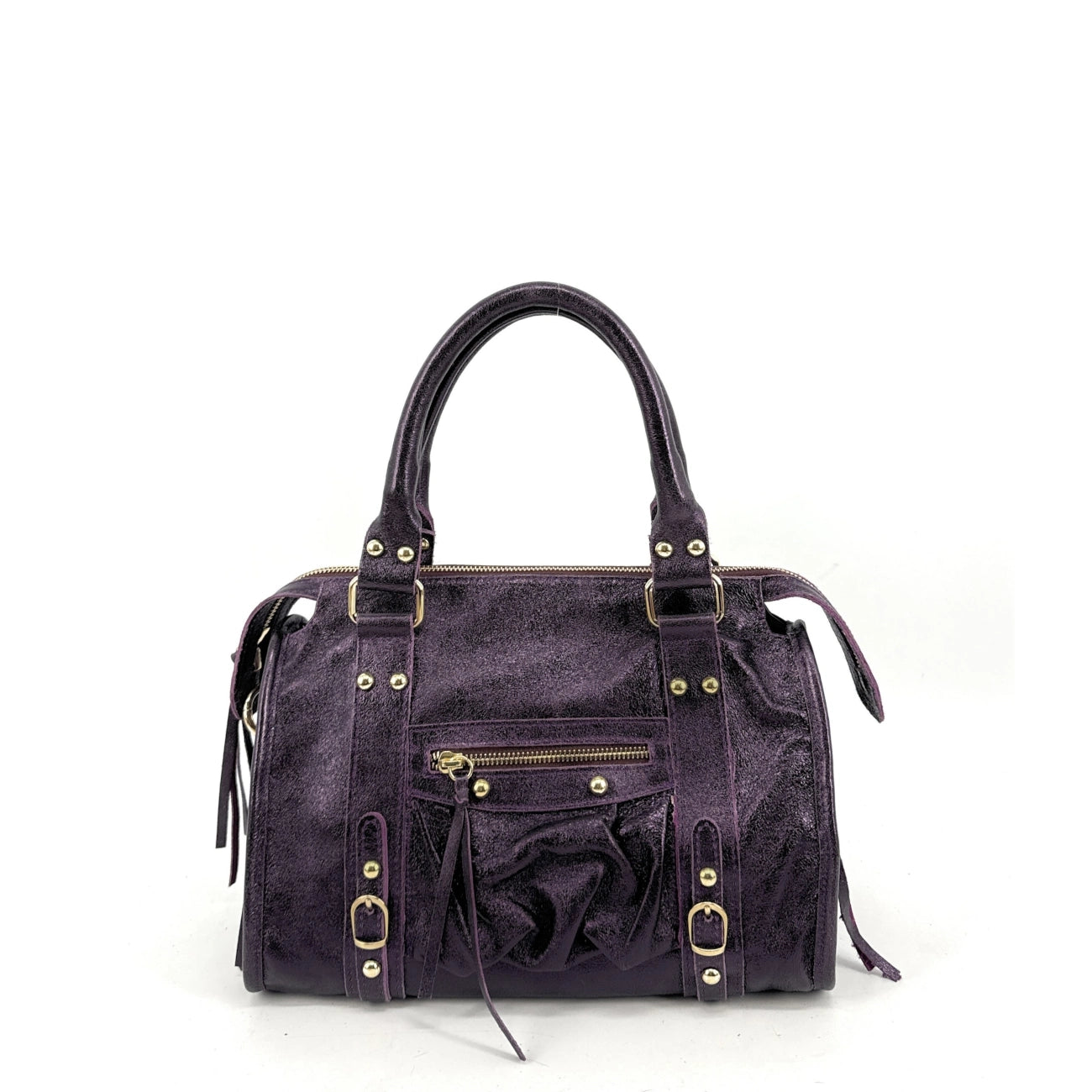 Sac à main en cuir irisé SANDSTORM GOLD (petit modèle) Prune