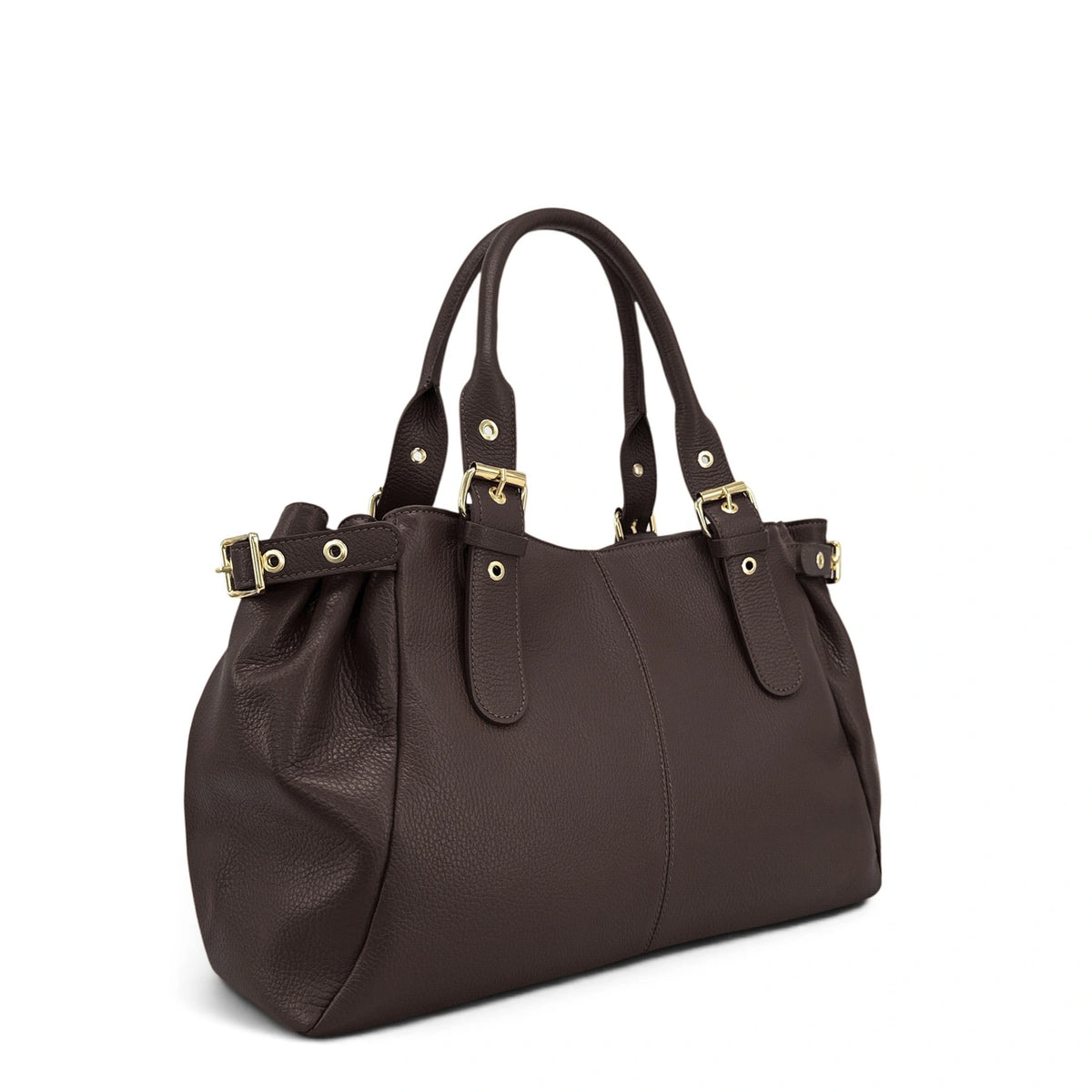 Bolso bowling de piel granulada NEW PRINCESS XL Marrón chocolate