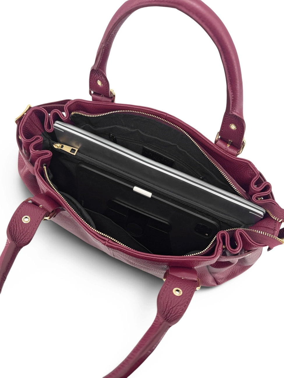 Sac bowling en cuir grainé NEW PRINCESS XL Prune