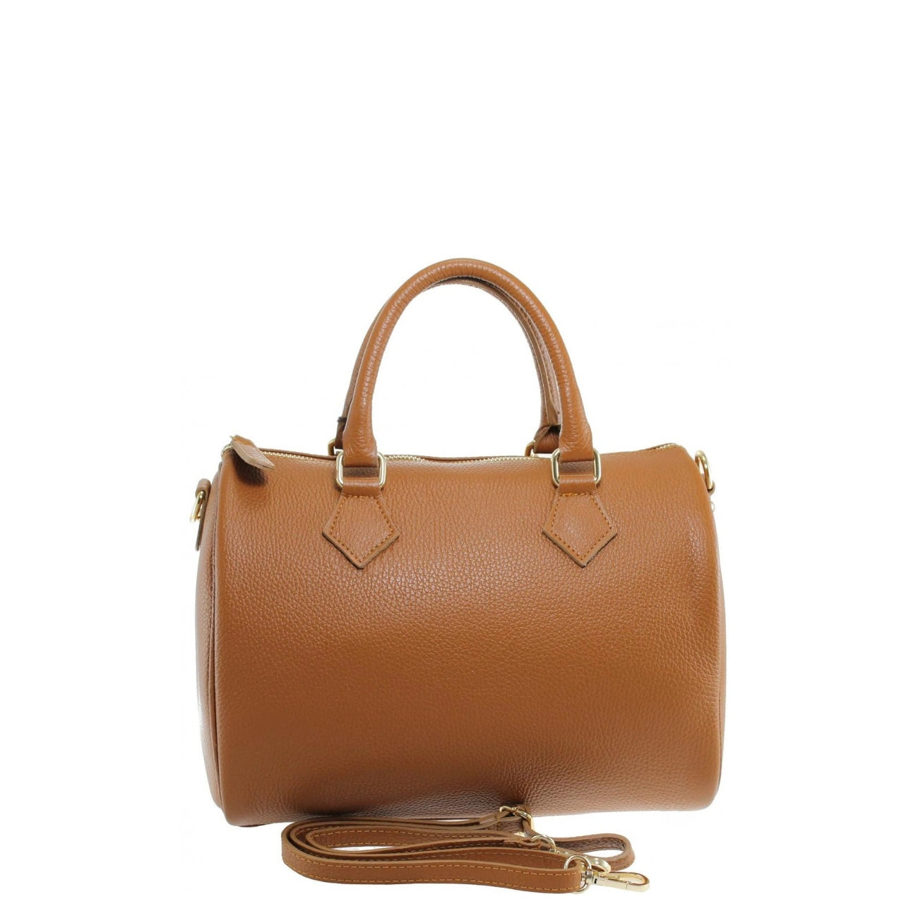 Sac à main bowling en cuir grainé italien BOOLIN Cognac