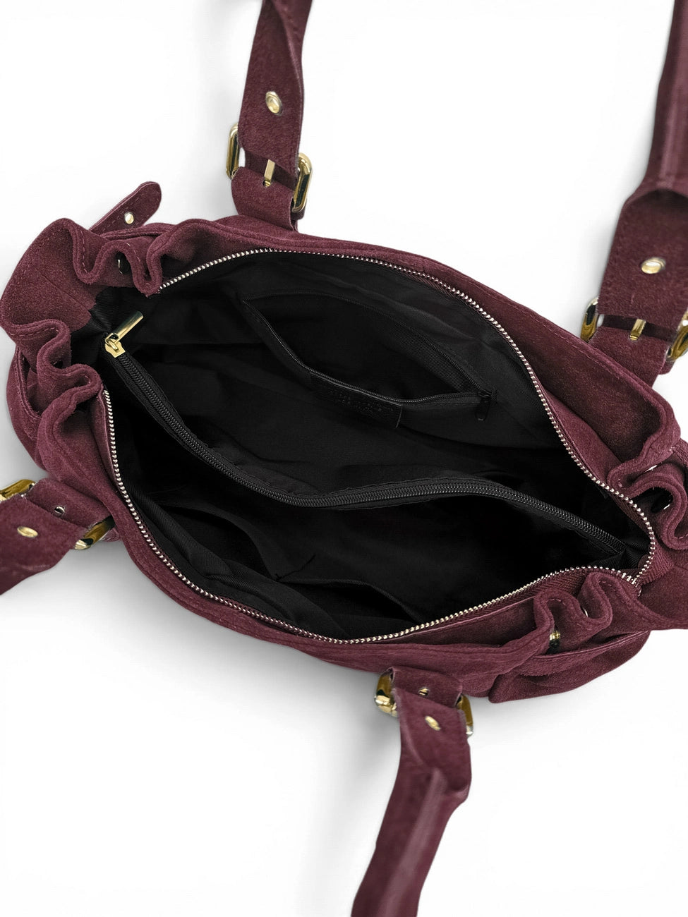 Borsa bowling in pelle scamosciata NEW PRINCESS SUEDE XL Bordeaux