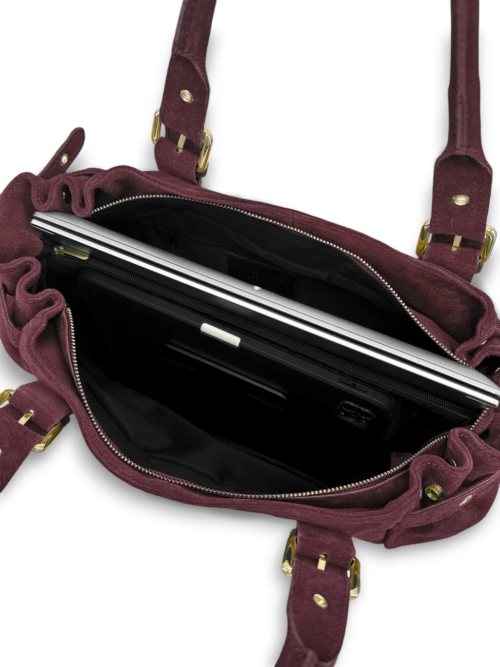 Borsa bowling in pelle scamosciata NEW PRINCESS SUEDE XL Bordeaux