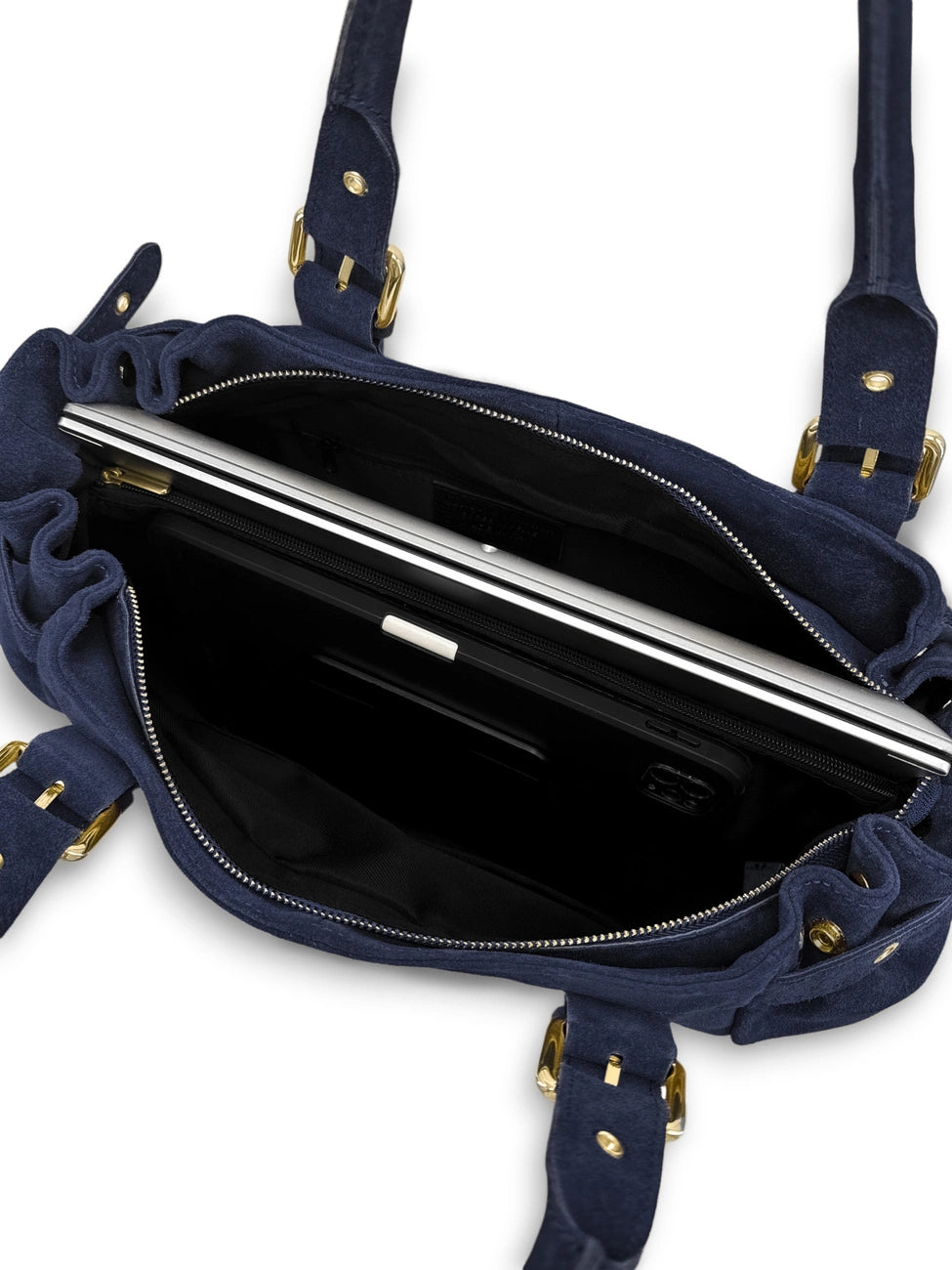 NEW PRINCESS SUEDE XL suede bowling bag, Navy blue