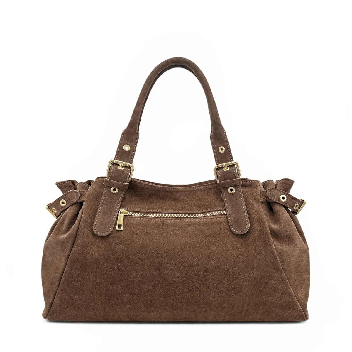 Borsa bowling in pelle scamosciata NEW PRINCESS SUEDE XL Moka