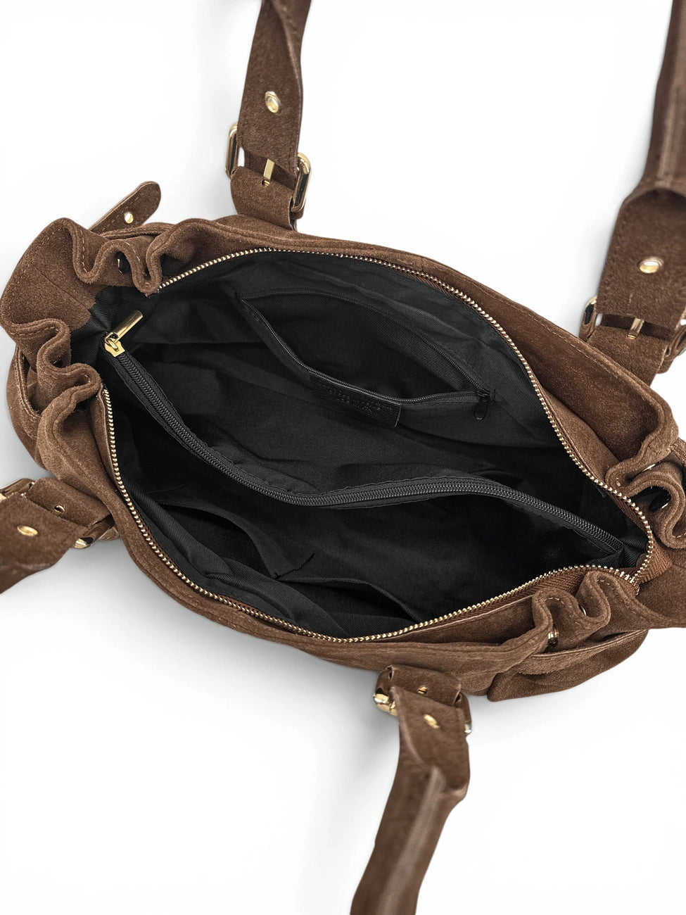 Borsa bowling in pelle scamosciata NEW PRINCESS SUEDE XL Moka