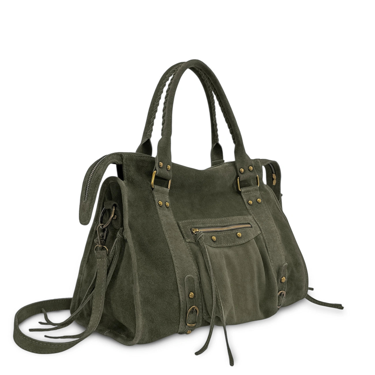 Bolso de mano de ante STORM SUEDE Matcha latte