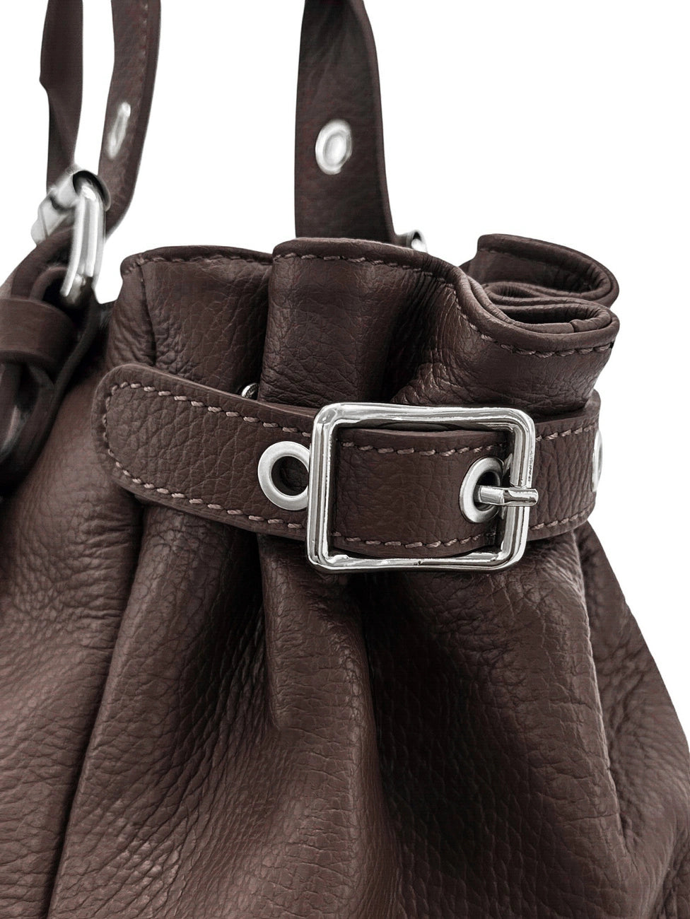 Bolso bowling de piel granulada PRINCESSE XL Marrón chocolate