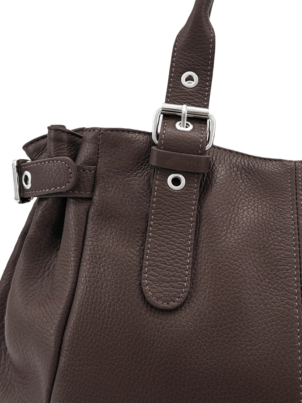 Bolso bowling de piel granulada PRINCESSE XL Marrón chocolate