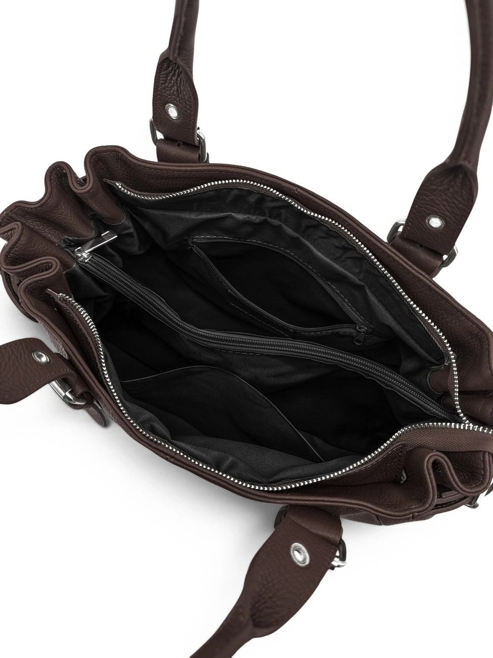 Bolso bowling de piel granulada PRINCESSE XL Marrón chocolate