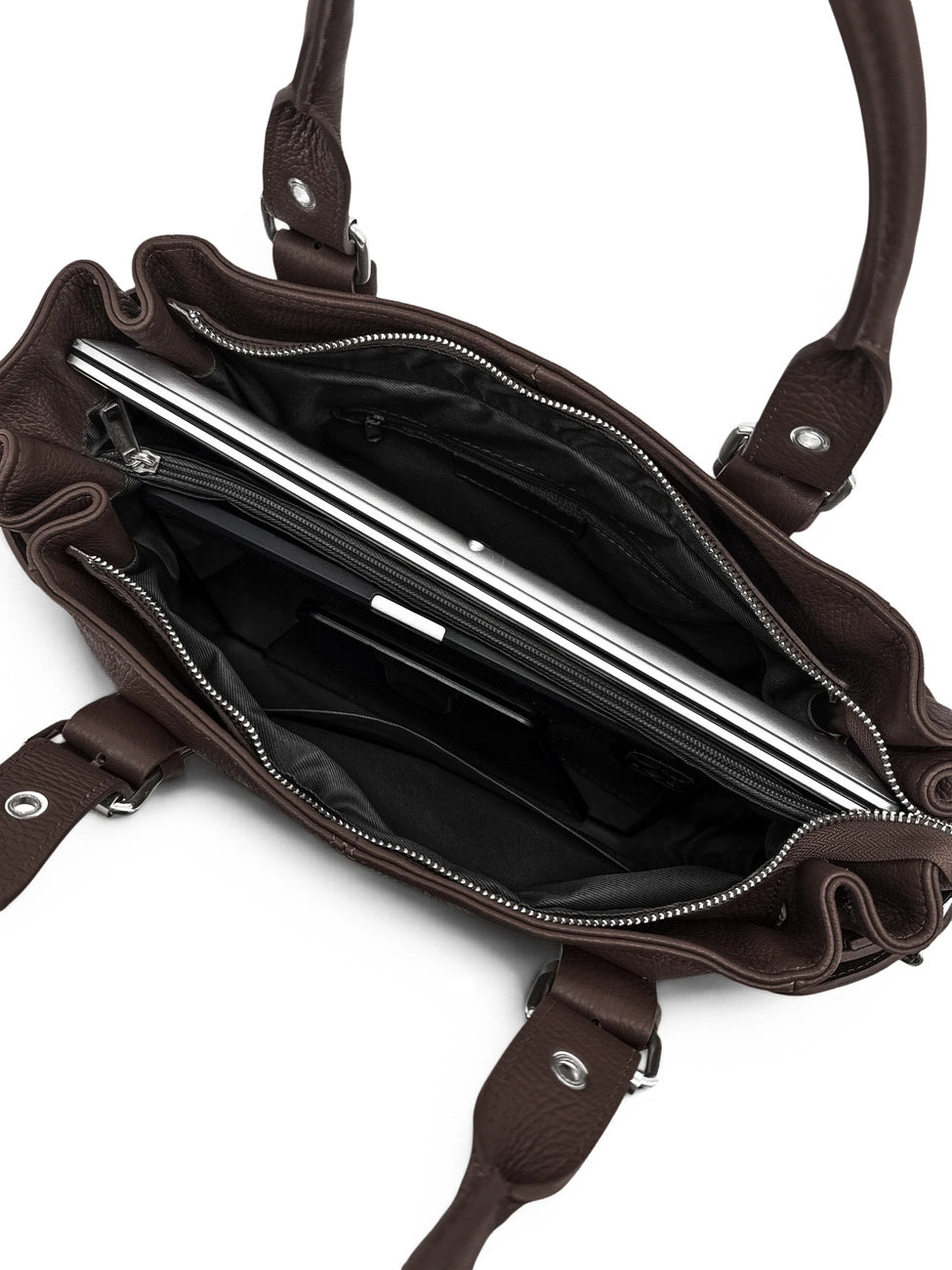 Bolso bowling de piel granulada PRINCESSE XL Marrón chocolate