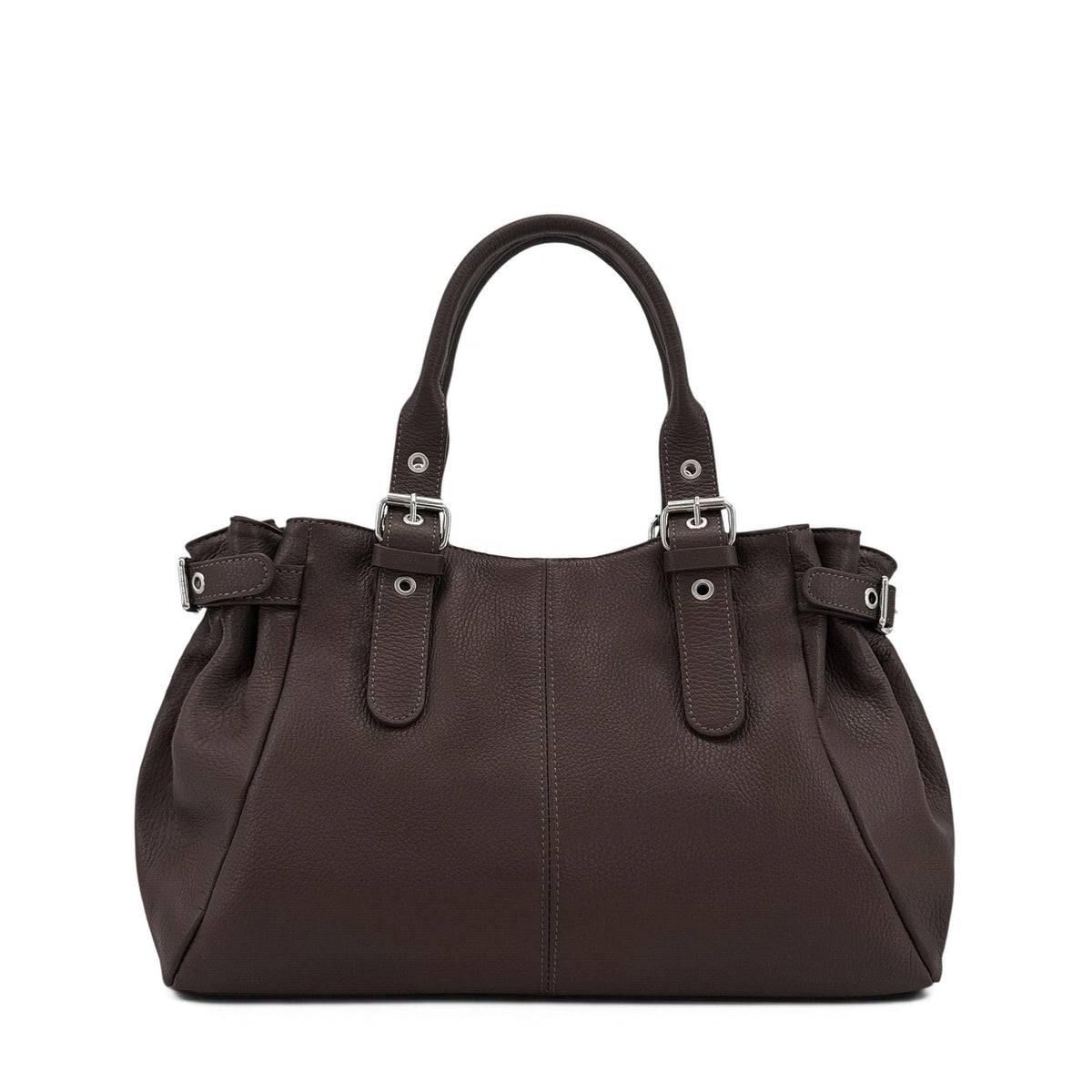 Bolso bowling de piel granulada PRINCESSE XL Marrón chocolate