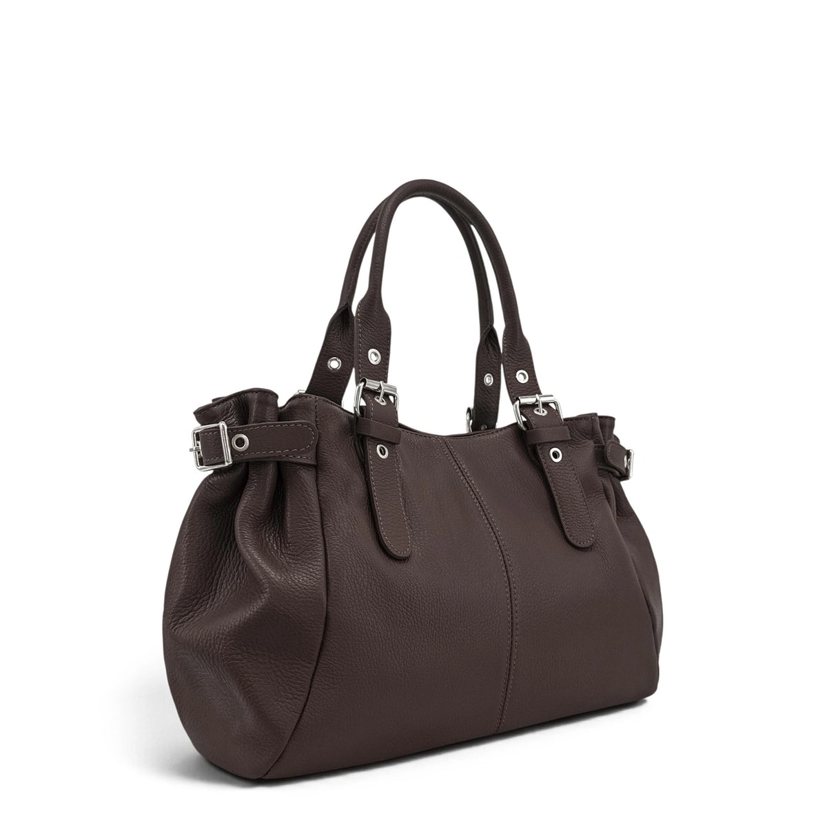 Bolso bowling de piel granulada PRINCESSE XL Marrón chocolate