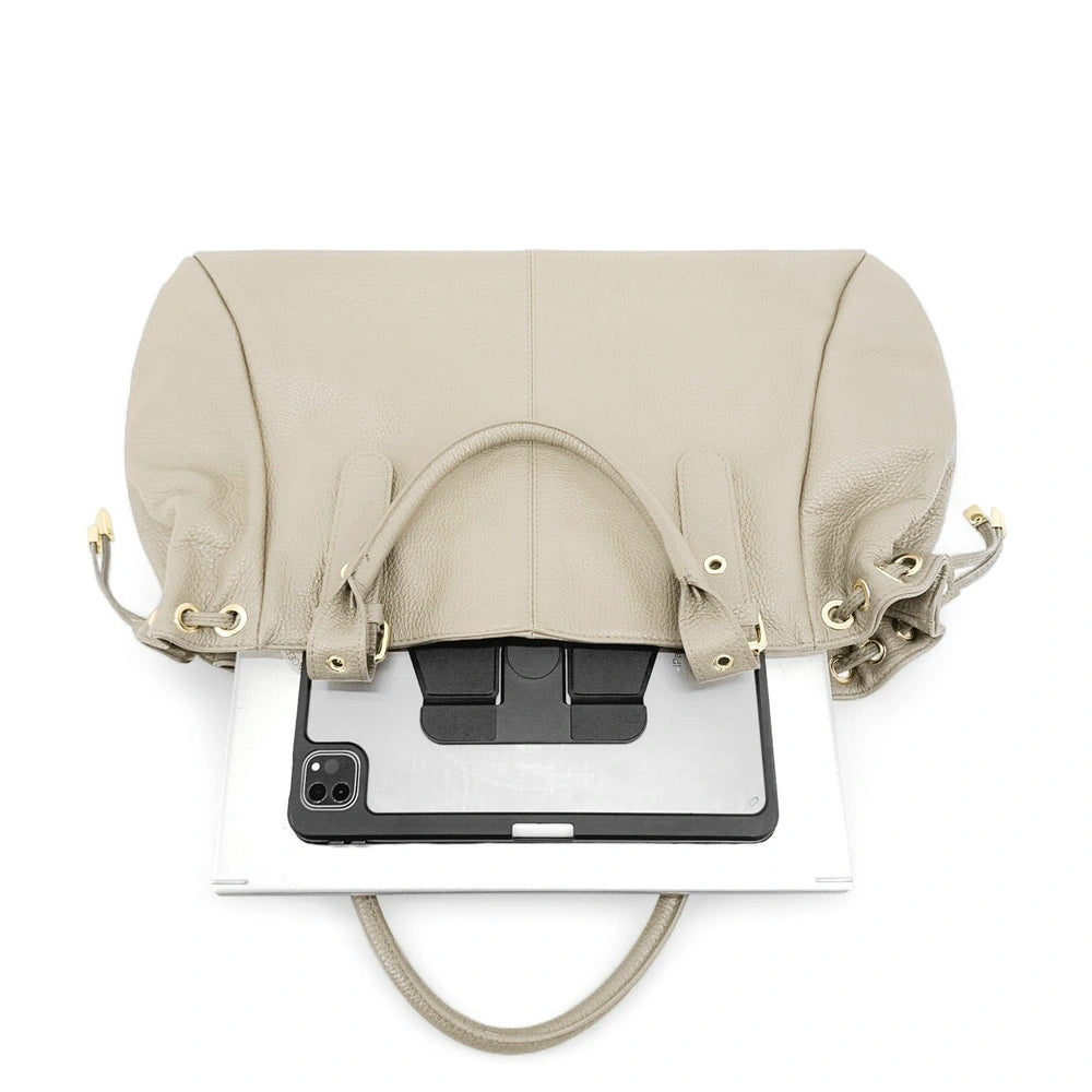 Borsa bowling in pelle martellata PRINCESSE XL Beige crema
