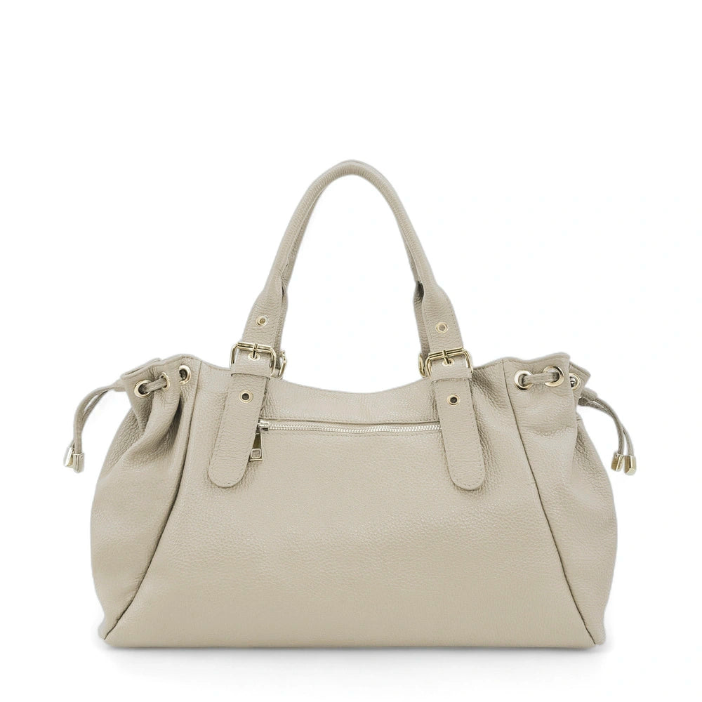 Borsa bowling in pelle martellata PRINCESSE XL Beige crema