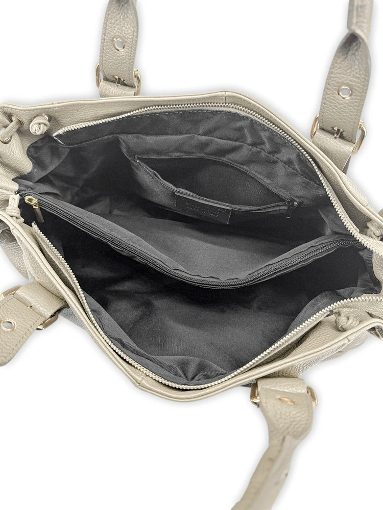 Borsa bowling in pelle martellata PRINCESSE XL Beige crema