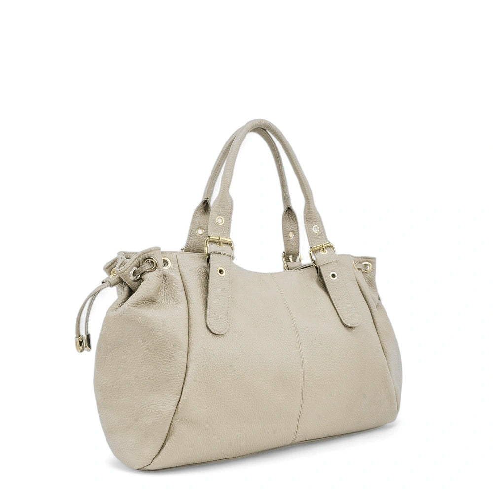 Sac bowling en cuir grainé PRINCESSE XL Beige crème