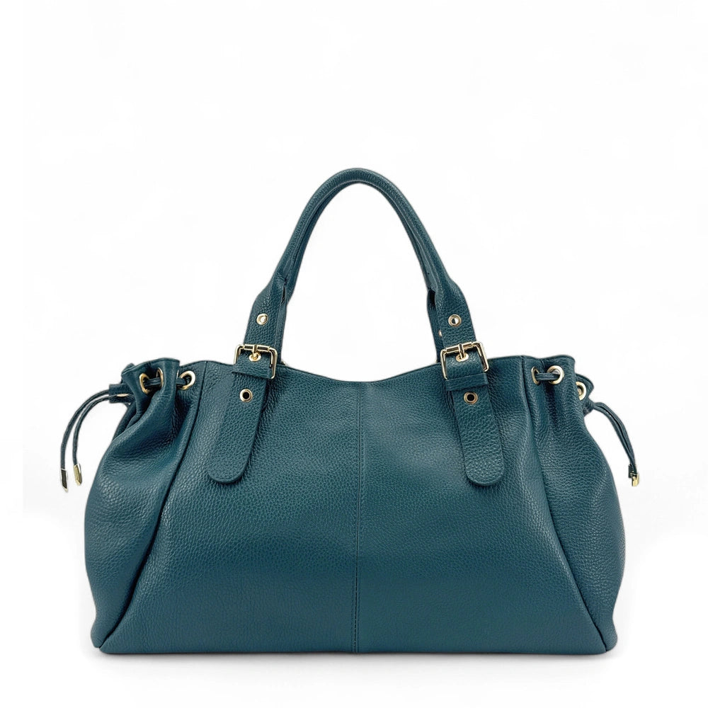 Sac bowling en cuir grainé PRINCESSE XL Bleu vert canard