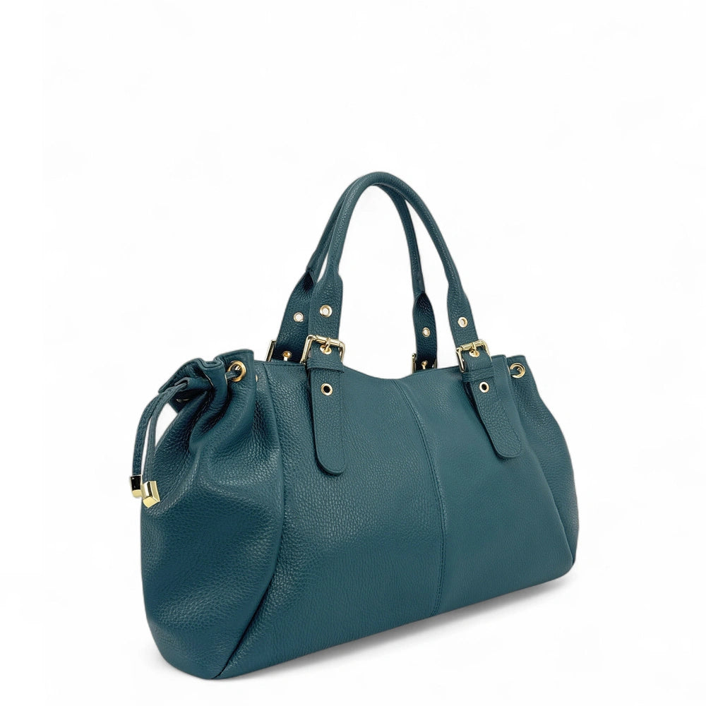 Sac bowling en cuir grainé PRINCESSE XL Bleu vert canard