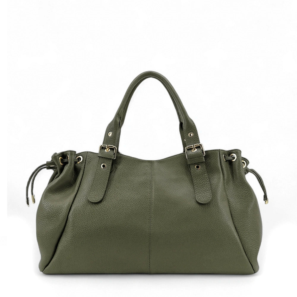 Sac bowling en cuir grainé PRINCESSE XL Kaki