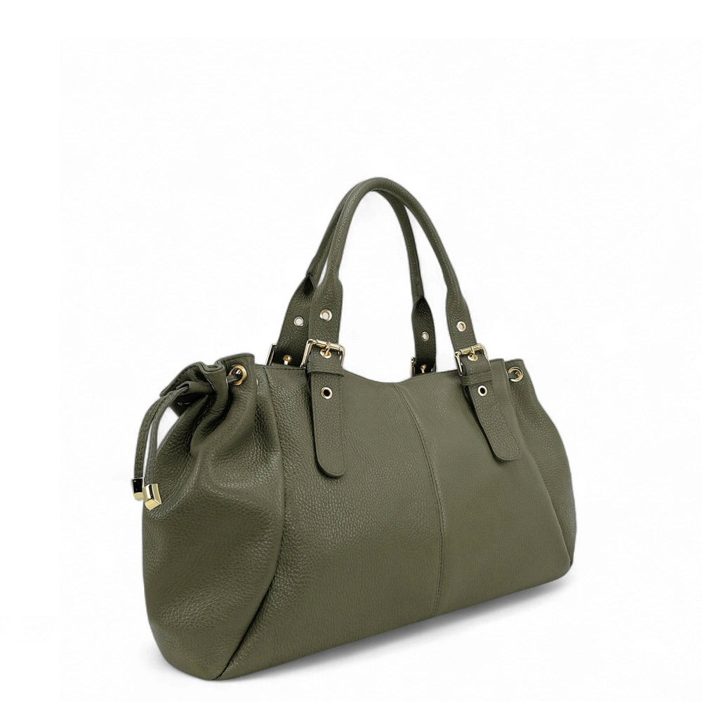 Sac bowling en cuir grainé PRINCESSE XL Kaki