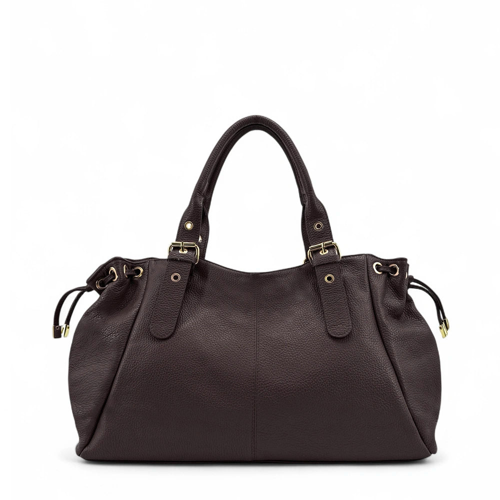 Bolso bowling en piel granulada PRINCESSE XL Rojo burdeos