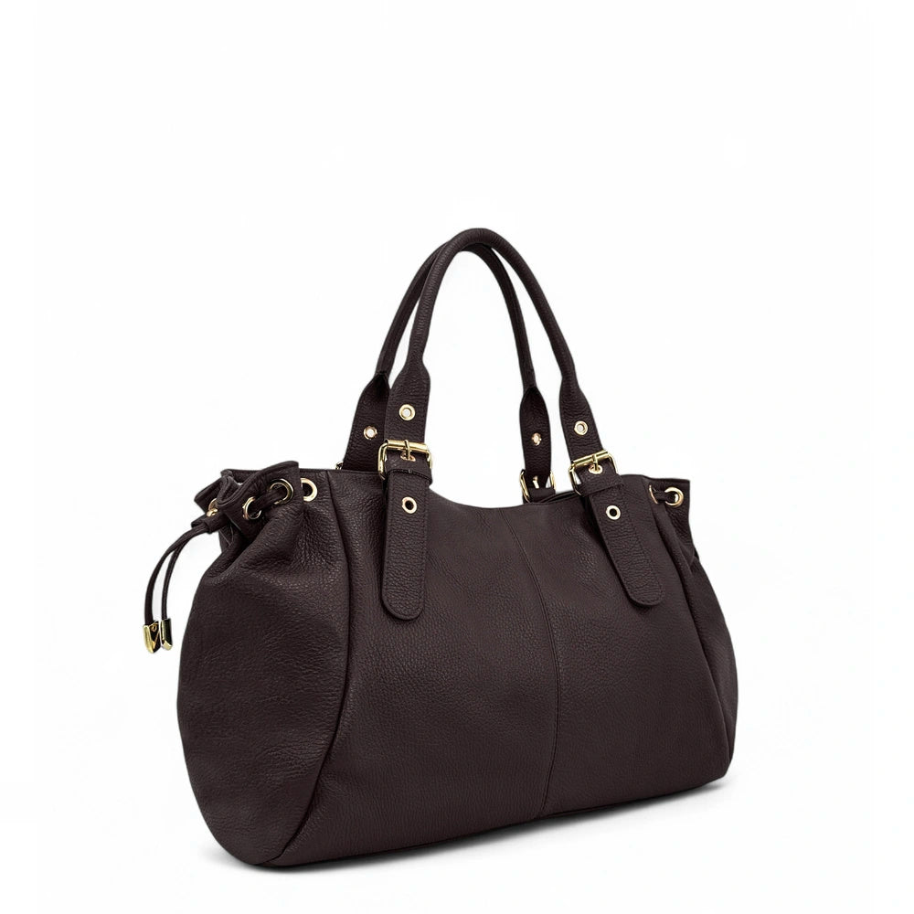 Sac bowling en cuir grainé PRINCESSE XL Chocolat
