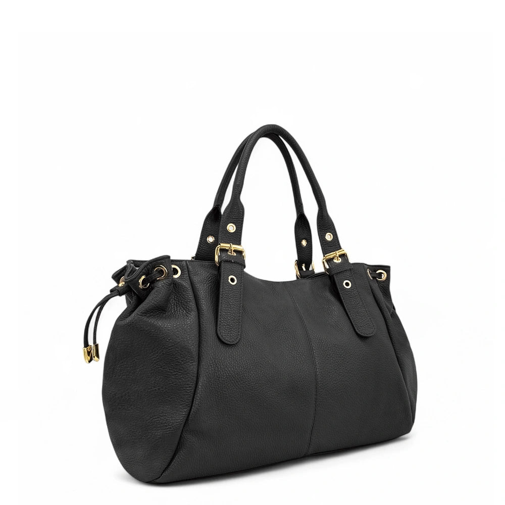 Sac bowling en cuir grainé PRINCESSE XL Noir