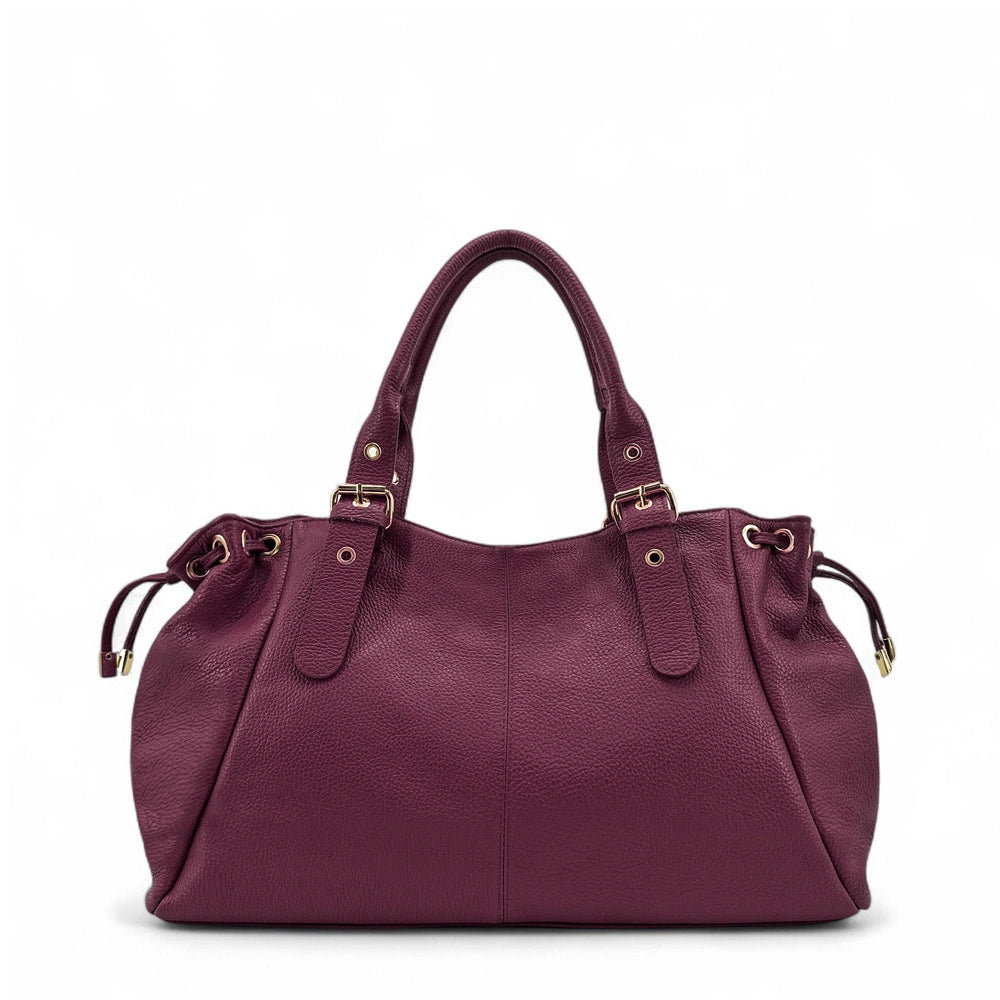 Sac bowling en cuir grainé PRINCESSE XL Prune