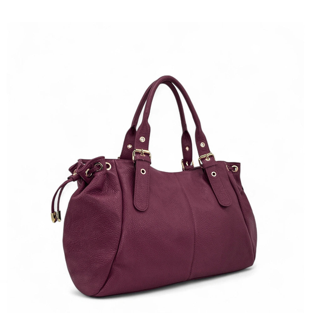 Sac bowling en cuir grainé PRINCESSE XL Prune