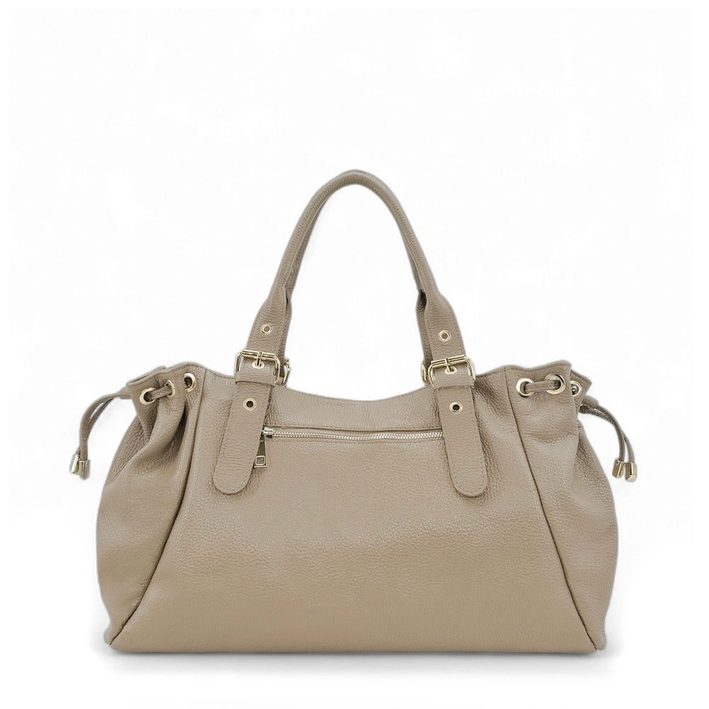 Bowling-Tasche aus genarbtem Leder PRINCESSE XL Taupe