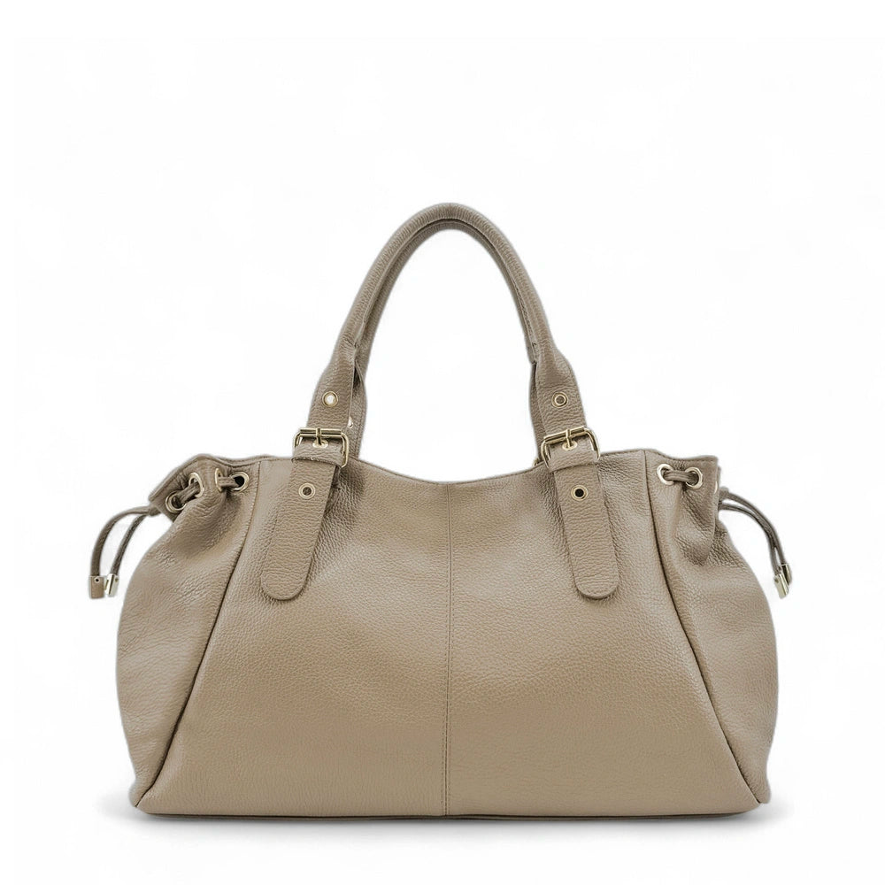 Sac bowling en cuir grainé PRINCESSE XL Taupe