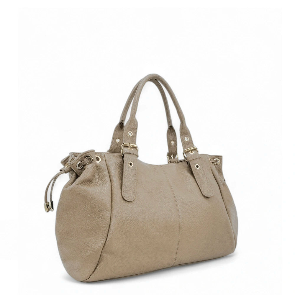 Sac bowling en cuir grainé PRINCESSE XL Taupe