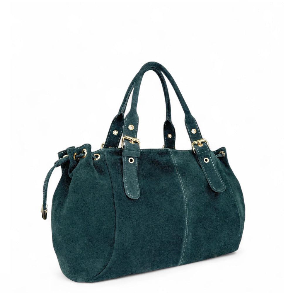 Sac bowling en daim PRINCESSE SUEDE XL Bleu vert canard
