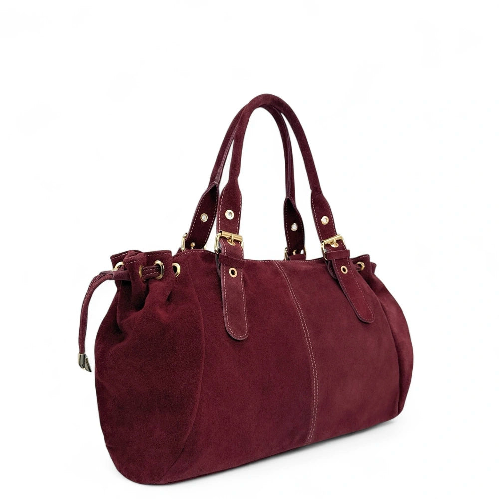 Sac bowling en daim PRINCESSE SUEDE XL Bordeaux