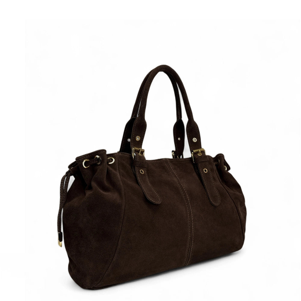 Sac bowling en daim PRINCESSE SUEDE XL Chocolat