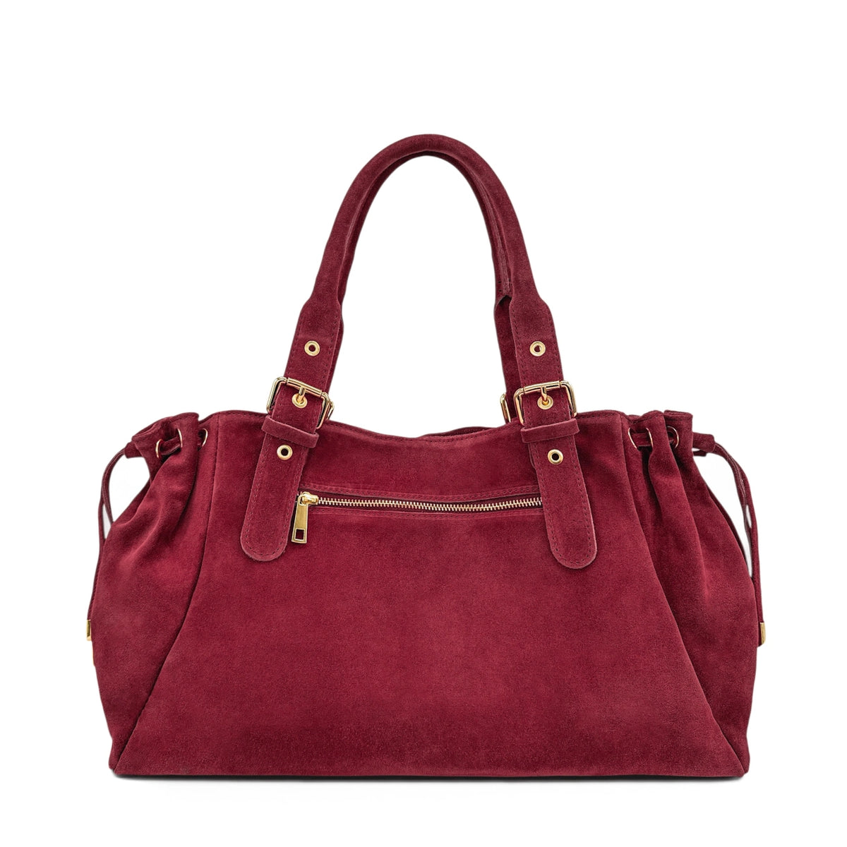 Bowlingtasche aus Wildleder PRINCESSE SUEDE XL Rubinrot