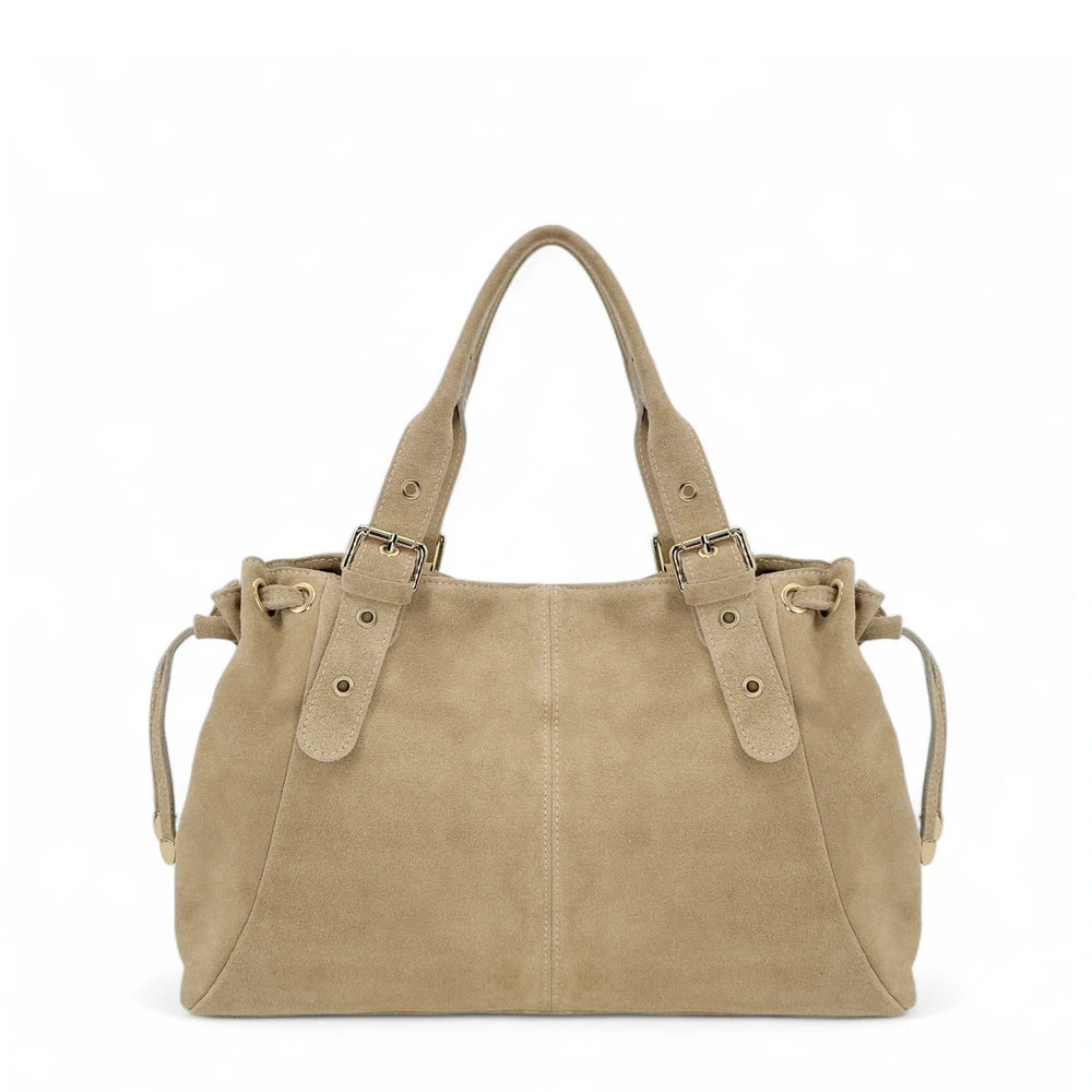 Sac bowling en daim PRINCESSE SUEDE XL Taupe clair