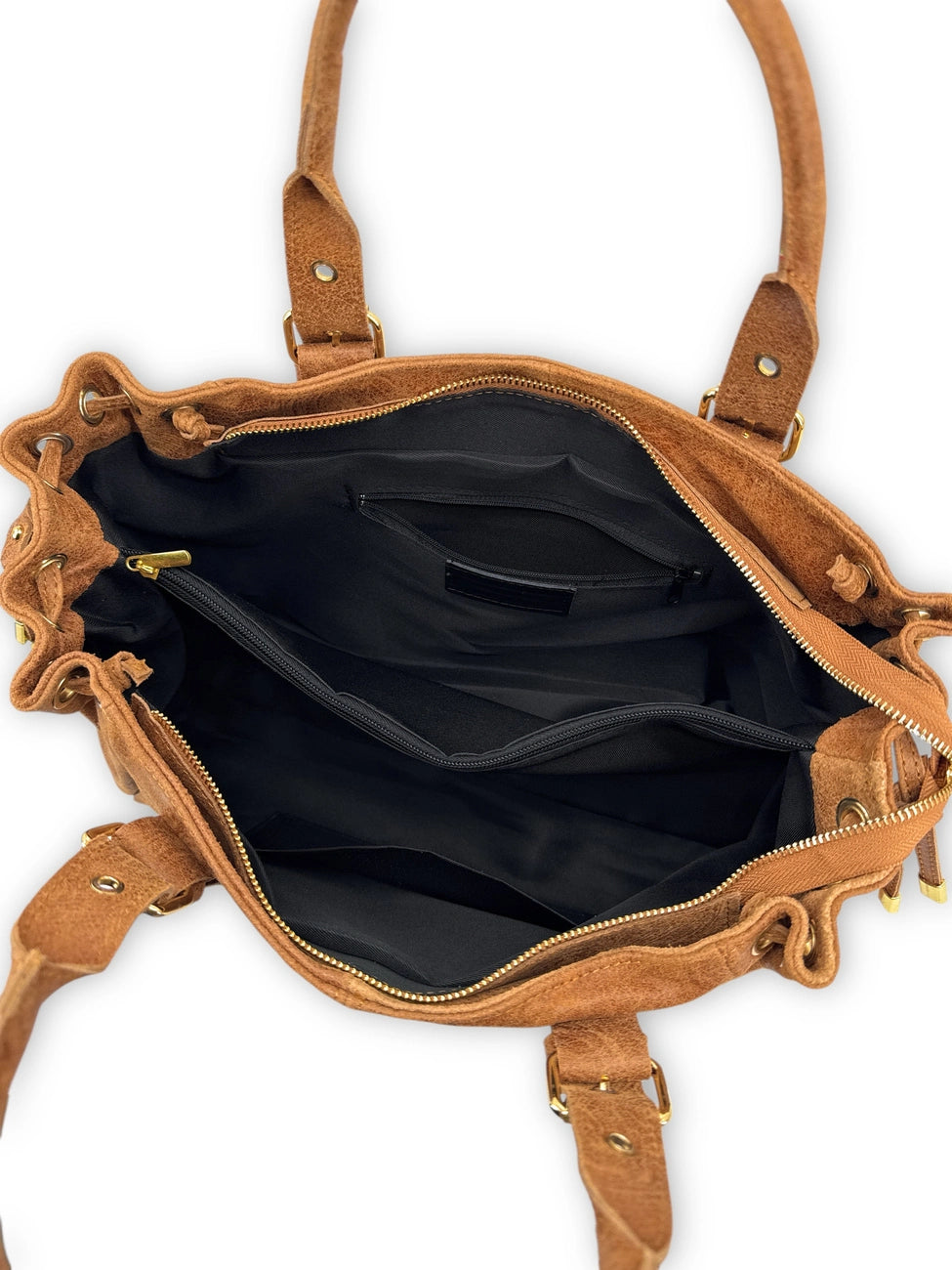 Bolso bowling de piel cepillada PRINCESSE BROSSEE XL marrón camel