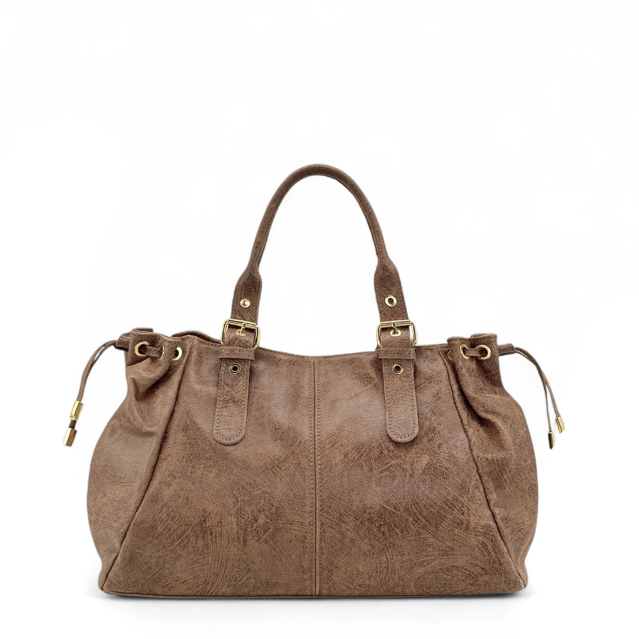 Sac bowling en cuir brossé PRINCESSE BROSSEE XL Taupe foncé