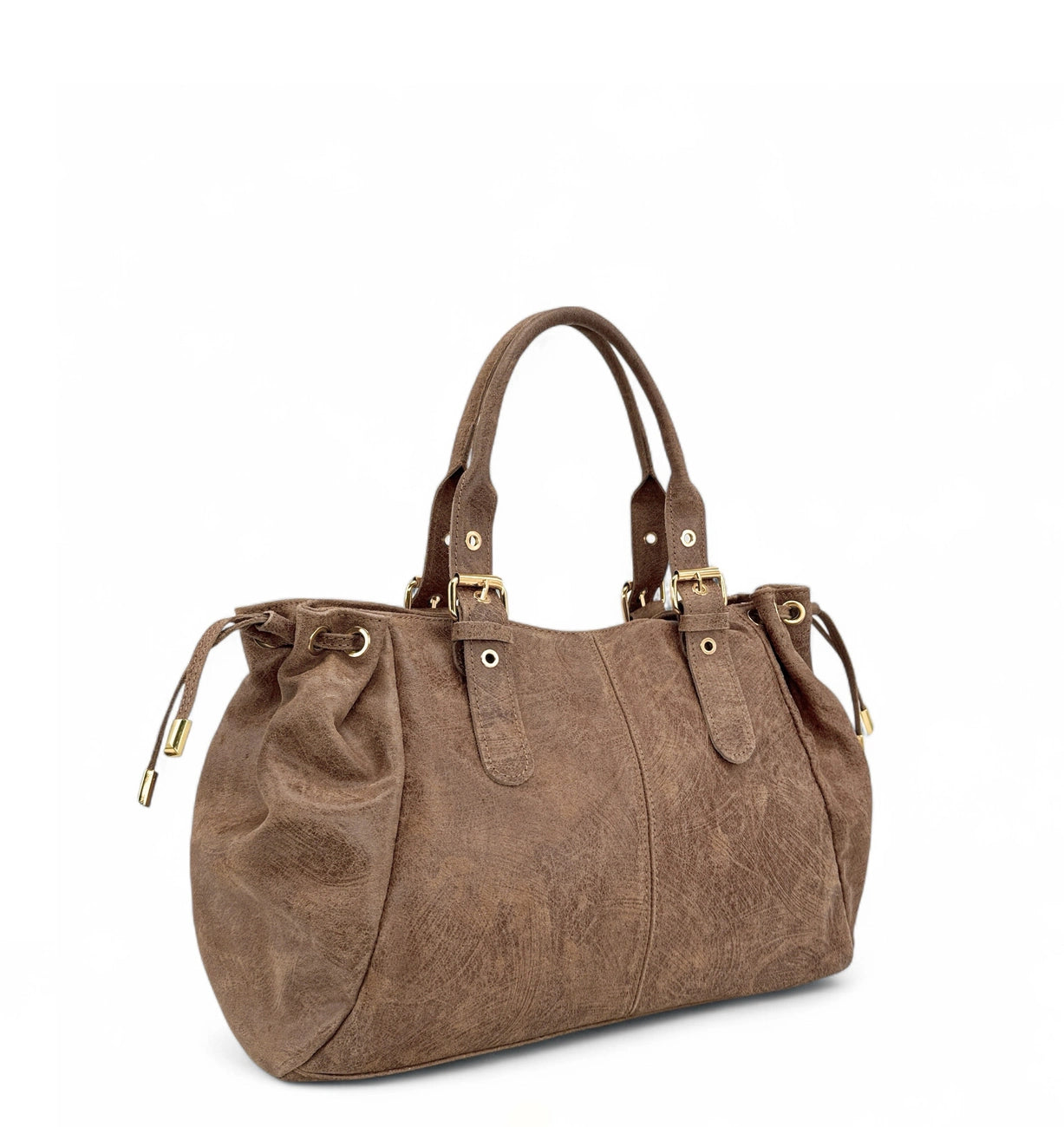 Sac bowling en cuir brossé PRINCESSE BROSSEE XL Taupe foncé