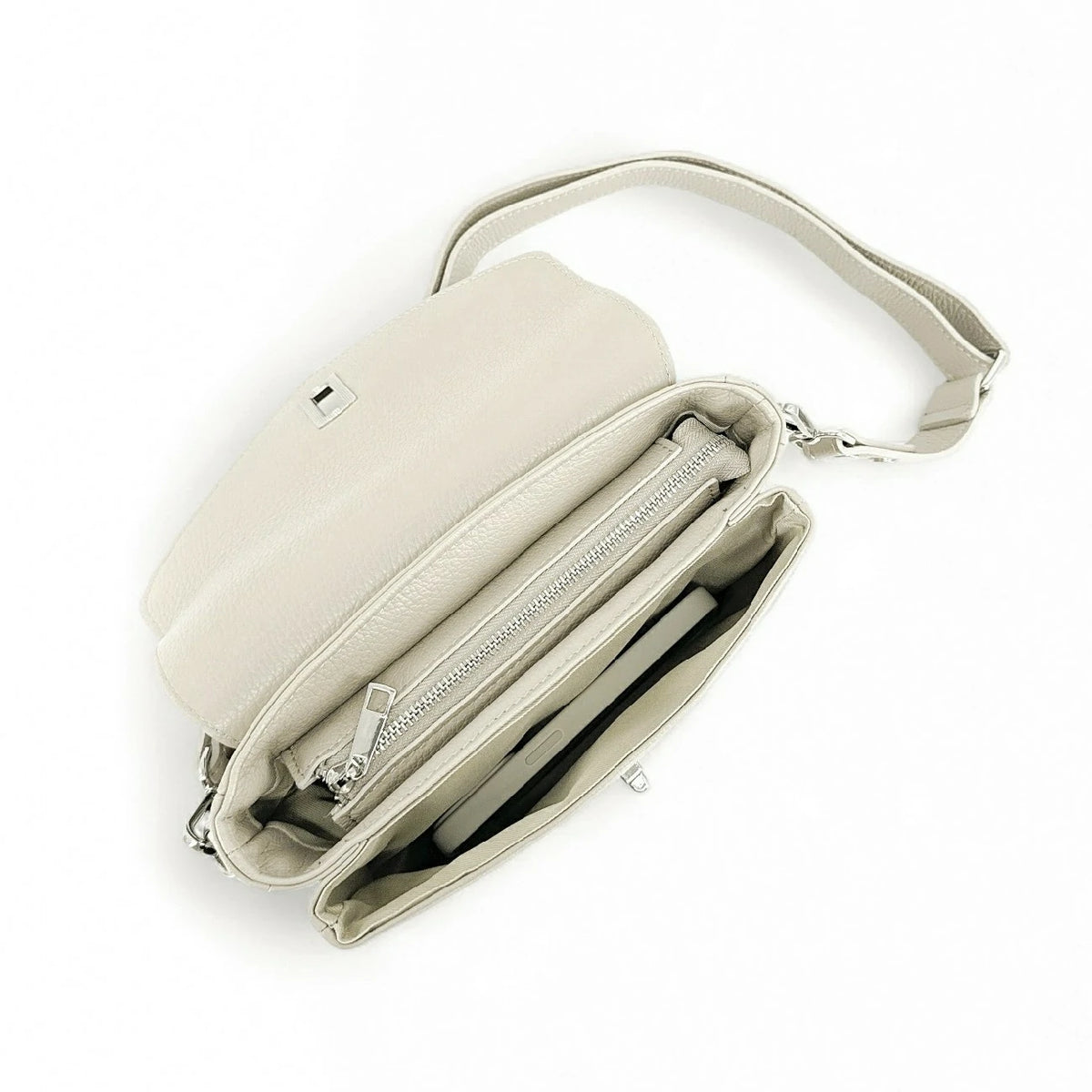 Trotteur-Tasche aus genarbtem Leder BAGGY Cremebeige