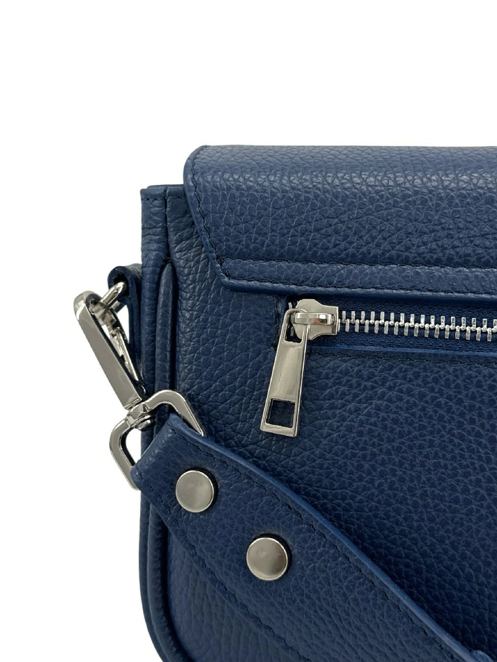 Trotteur-Tasche aus genarbtem Leder BAGGY Marineblau
