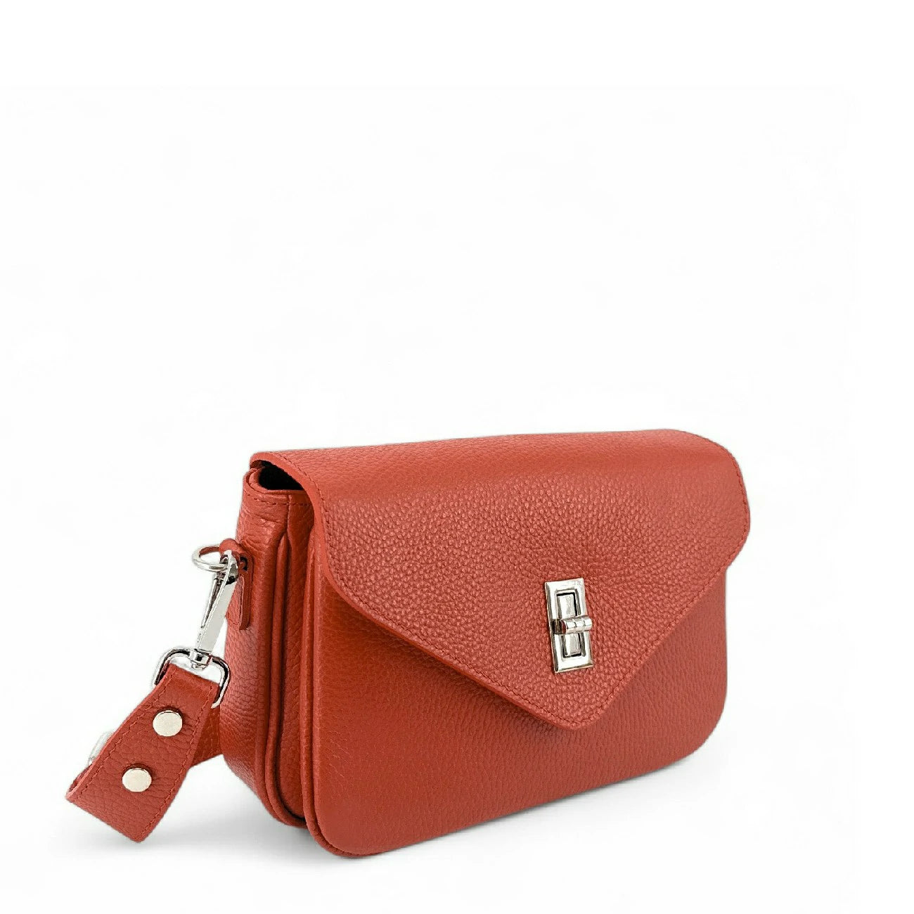 Sac trotteur en cuir grainé BAGGY Rouge terracotta