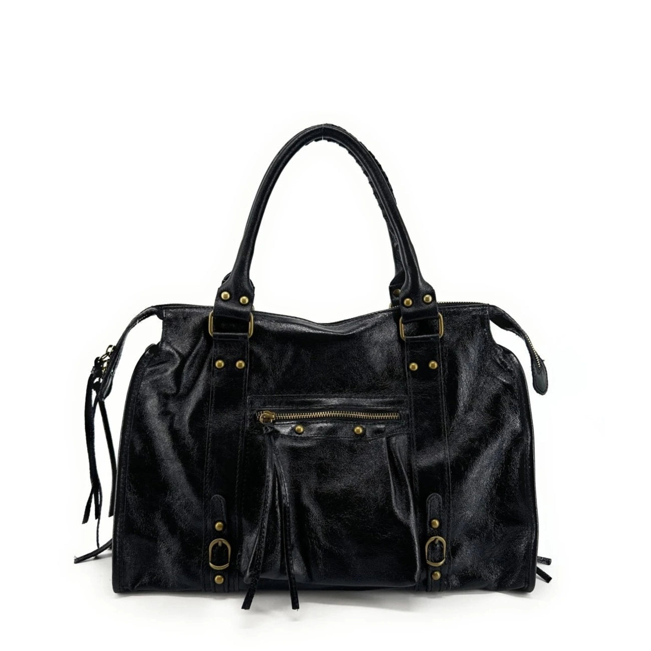 Sac à main en cuir irisé SANDSTORM Noir glossy