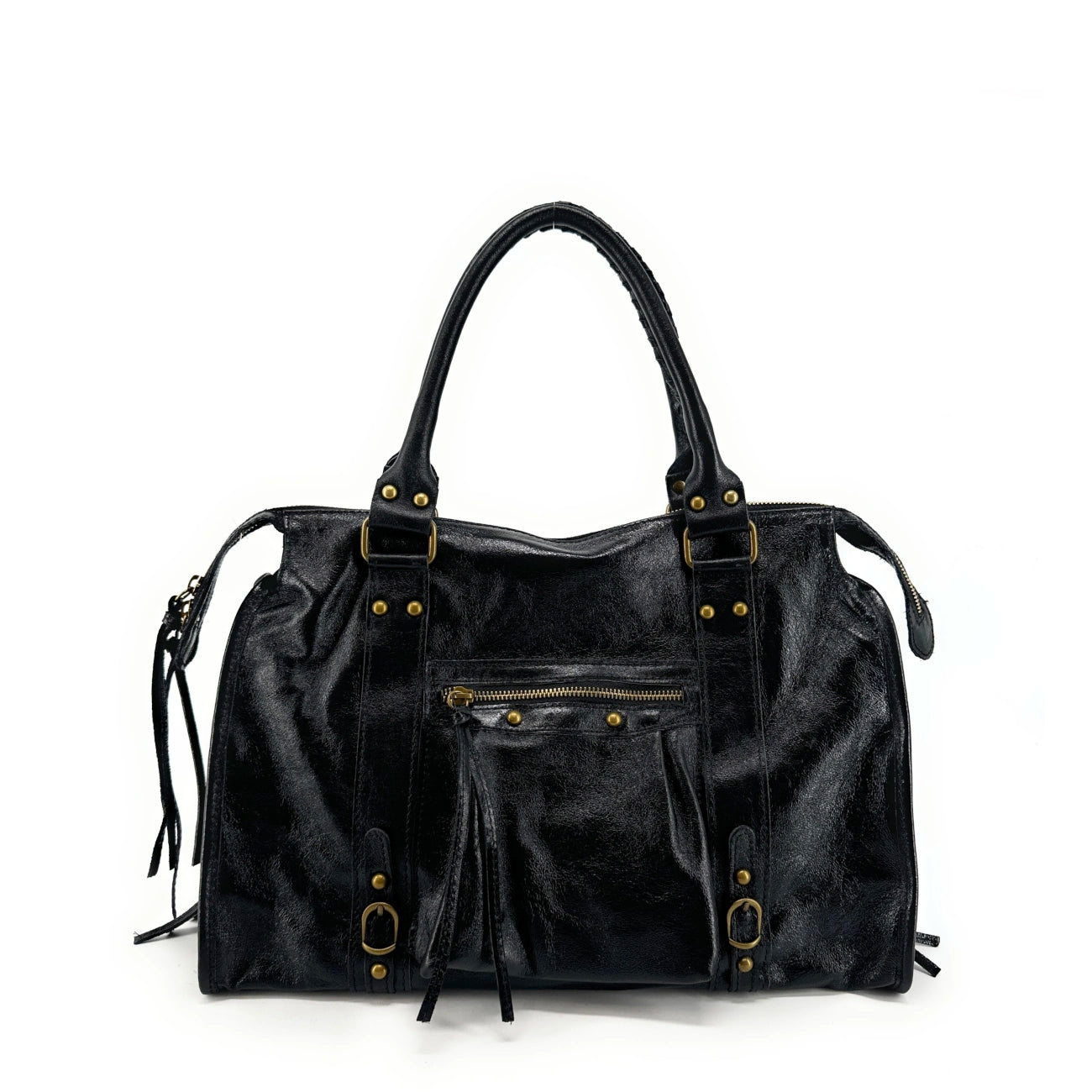 Sac à main en cuir irisé SANDSTORM Noir glossy