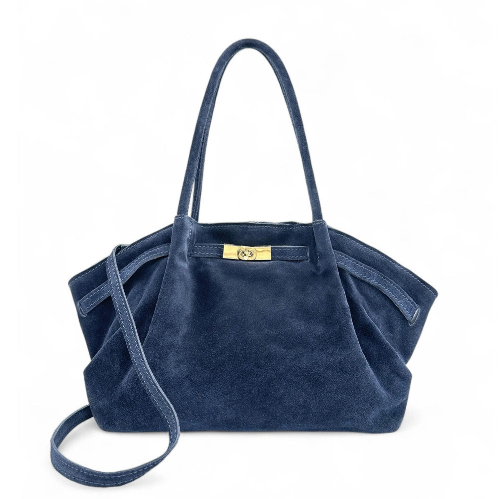 Sac cabas loose en daim ALANA Bleu marine